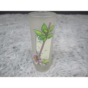 Giftcorp White Frosted Mojito Recipe Highball Glass Mint Floral Barware Cocktail